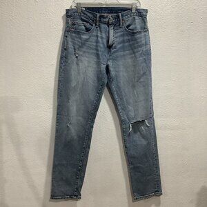 Gap Mens Skinny Jeans Size 32/32 Blue Denim‎ Cotton Distressed Stone Wash Slim